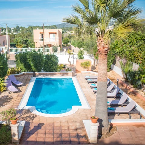 Dive into the swimming pool to beat the Ibizan heat