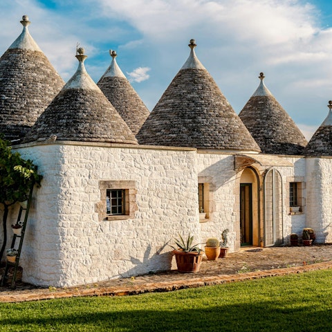 Marvel at the home's unique Trulli architecture