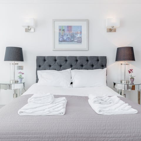 Look forward to snuggling up in the plush beds with quality linens