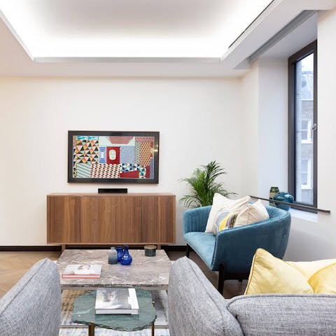 Snuggle up in the cosy living room for a movie night
