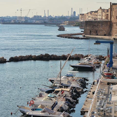 Visit the coastal city of Taranto – a thirty-six-minute drive away