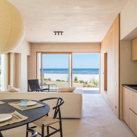 Enjoy views of the Ionian Sea from the living area