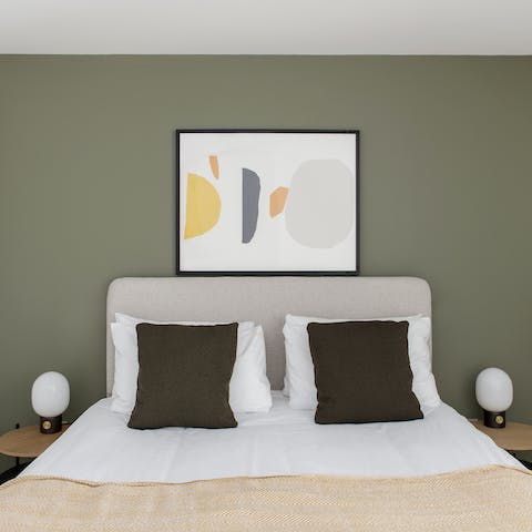 Sleep well in the comfortable bed, adorned with crisp, hotel-worthy linens