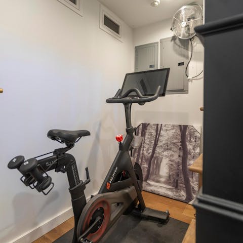 Hop on the Peloton bike for a quick workout