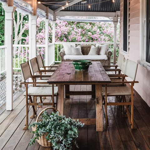 Dine alfresco on the terrace of this pretty home