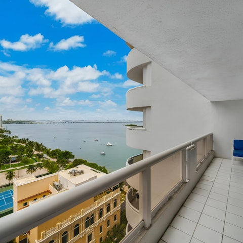 Admire views of the Bay of Biscayne from the balcony
