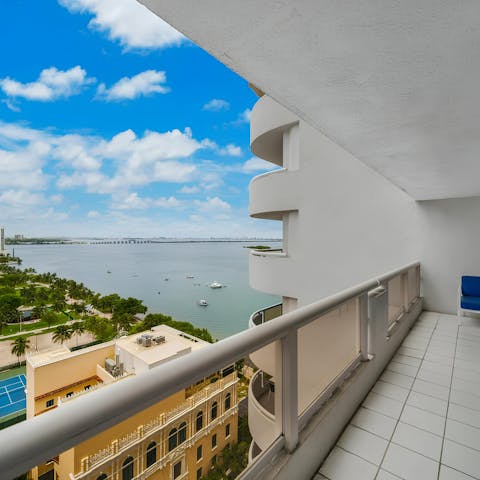 Admire views of the Bay of Biscayne from the balcony