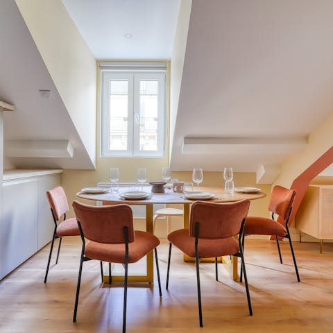 Sit down to a home-cooked meal at the dining table