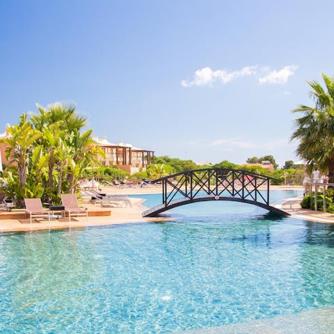 Dip in and out of the resort's communal pools