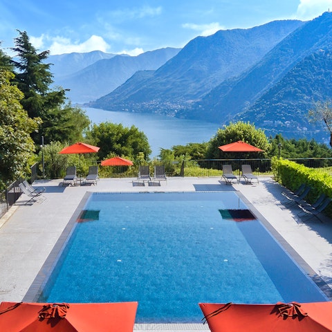 Take a swim with a view in the shared swimming pool