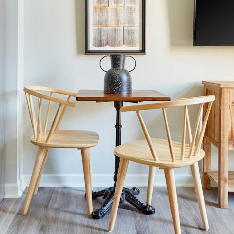 Start mornings with breakfast at the cosy dining table before setting off to explore