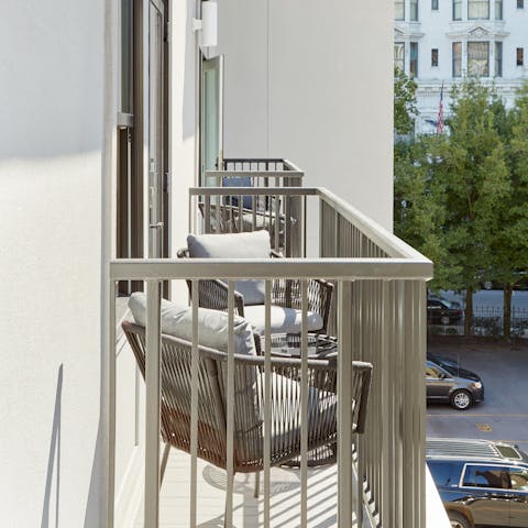 Sip your morning coffee on the private balcony