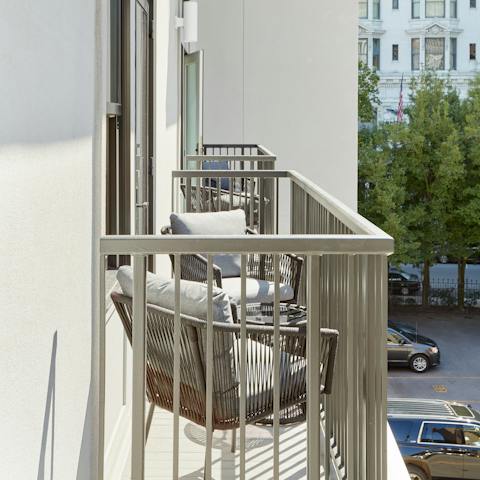 Sip your morning coffee on the private balcony