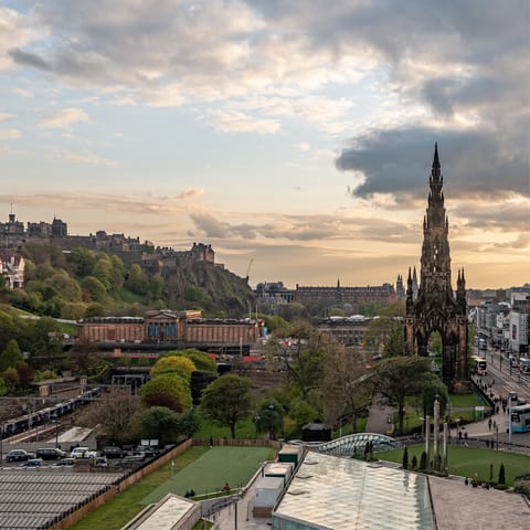 Head to Princes Street to start sightseeing, less than ten minutes away