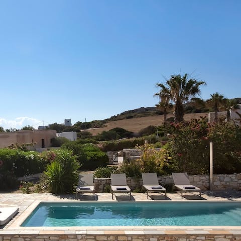 Look forward to floating about in the private pool on long, hot afternoons
