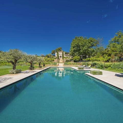 Take a dip in the huge outdoor pool