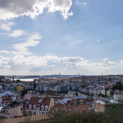 Head over to the Lisbon’s highest of the high viewpoint, Miradouro da Senhora do Monte (three minutes on foot)