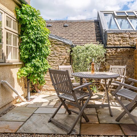 Enjoy an al fresco lunch in the sunny patio area