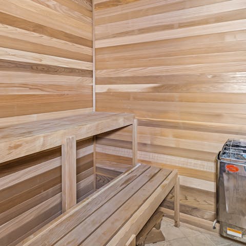 Take some time to relax in this private sauna
