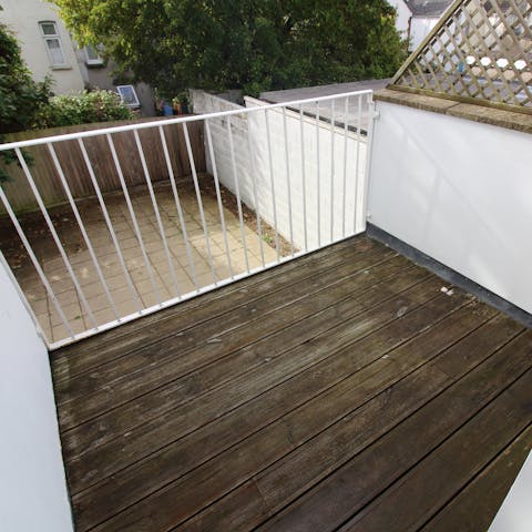 Enjoy your morning cup of coffee on the private balcony, just outside the bedroom