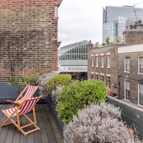 Admire views of the Shard and Borough Market from the terrace