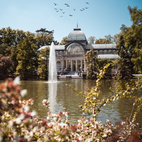 Go boating on El Retiro Park's lake, under a thirty-minute walk away