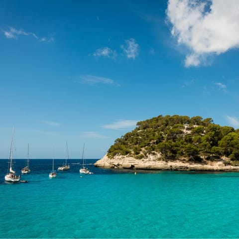 Walk down to Playa de Binibeca Nou for sea swimming and coastal dining