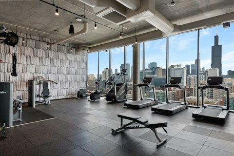 Train with the full-height Chicago skyline as your backdrop
