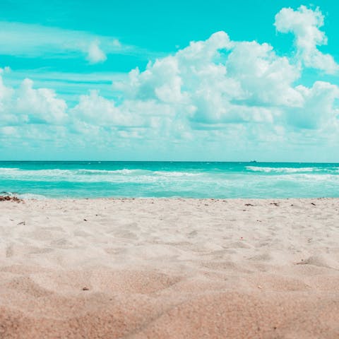 Sink your toes in the sand at Lavandou beach, ten-minute drive away