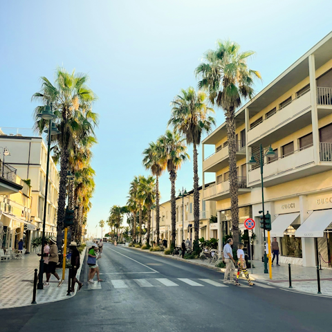 Discover designer shopping in Forte Dei Marmi, an eighteen-minute drive away