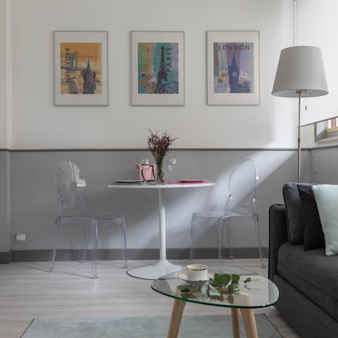 Enjoy your morning coffee at the bistro-style table