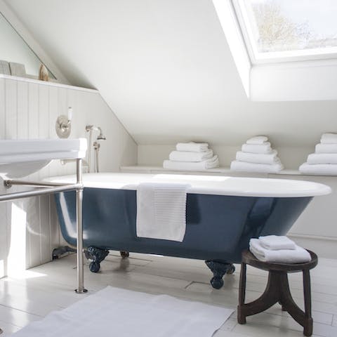 the beautiful bathroom perfect for a long soak