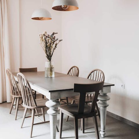 Gather for a lunch of Greek tourlou at the dining table