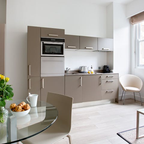 Cook a meal in the modern kitchen