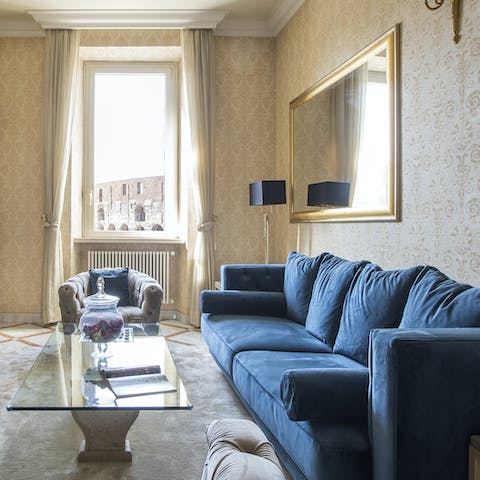 Unwind on the plush velvet sofa