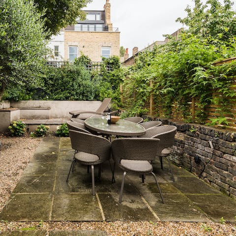 Dine in the garden on warm summer evenings