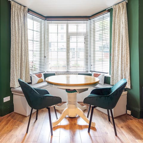 Dine together at the bay window table