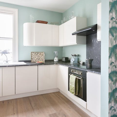 Cook a meal in the modern kitchen