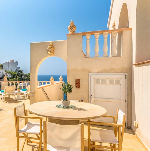 Tuck into local tapas dishes alfresco on the terrace