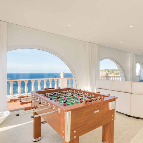 Spend some quality time with the kids and play a few games of foosball