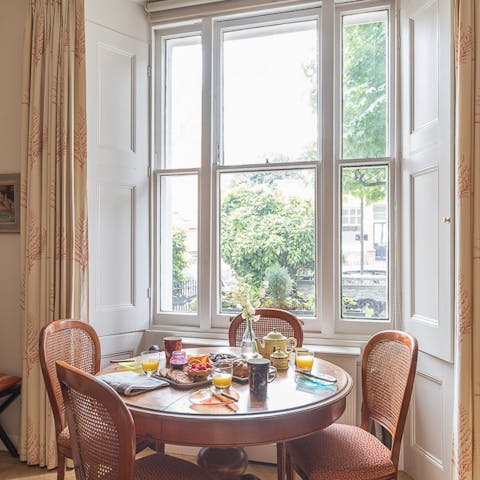 Start your day with breakfast in the bright dining area