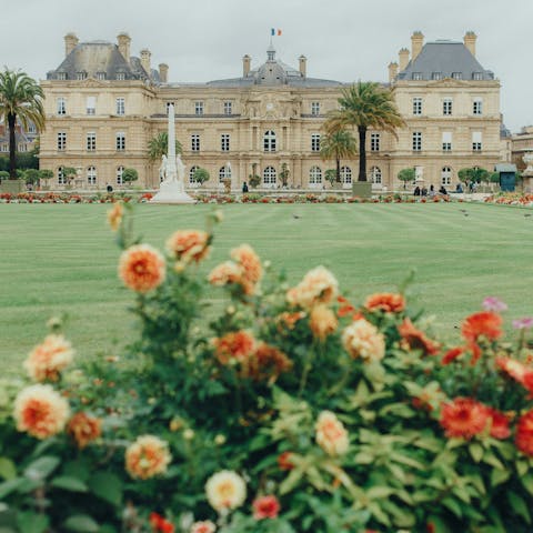 Stroll to tranquil Jardin du Luxembourg, 6 minutes away