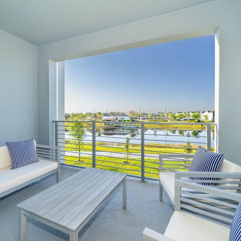 Enjoy lake views from the private balcony