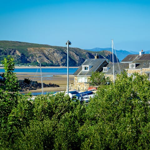 Enjoy superb views of Abersoch's inner harbour towards Cardigan Bay