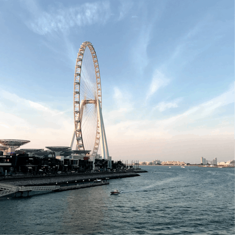 Walk five minutes to JBR Beach to cool off in the shallows