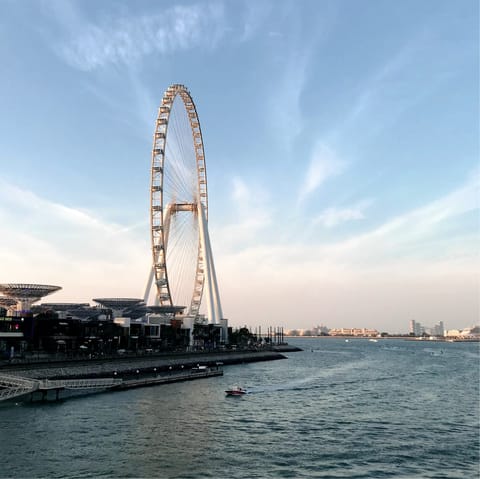 Walk five minutes to JBR Beach to cool off in the shallows