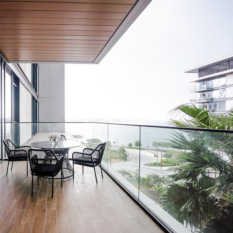 Begin each day on the balcony, sipping coffee as you make plans