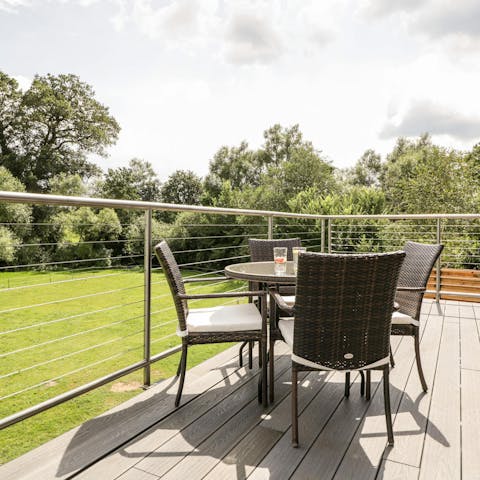 Enjoy beautiful views while relaxing on the balcony