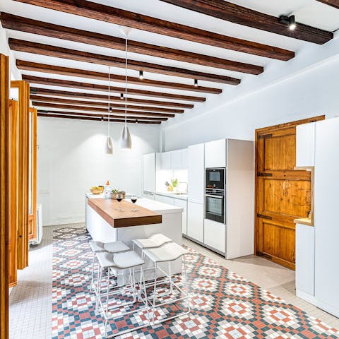Whip up tortilla in the beautiful kitchen