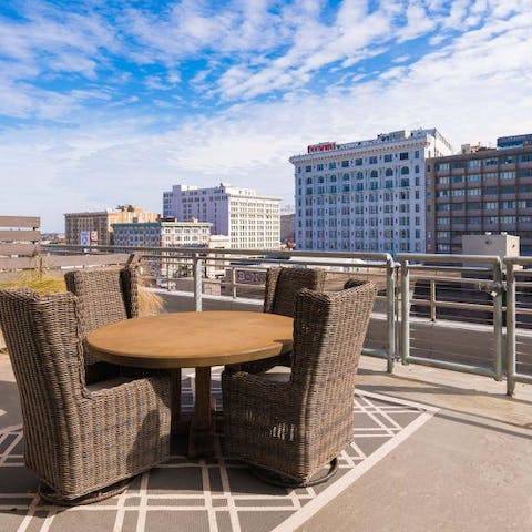 Watch the city skyline transform from the roof terrace